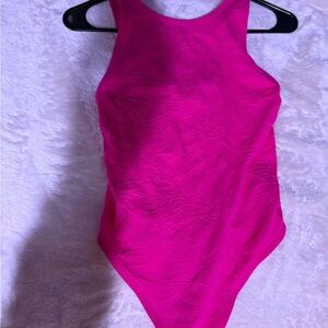 Vibrant Pink Kids One Piece Swimsuit